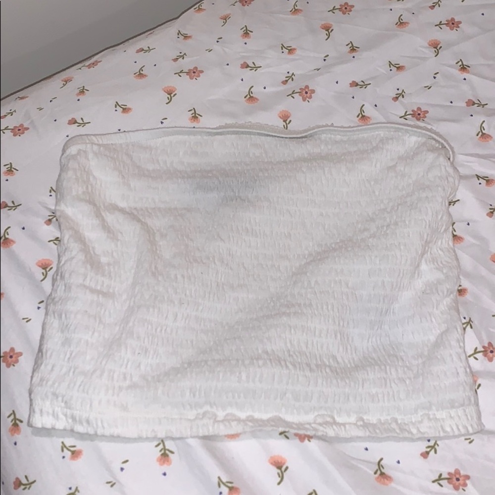 xs white ribbed tube top from american eagle